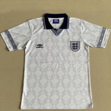 1990 England Home White Retro Soccer Jersey