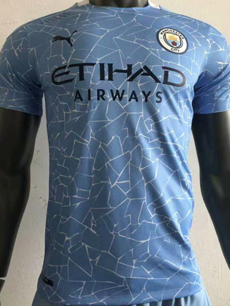 2020/21 Man City Home Blue Player Version Soccer Jersey