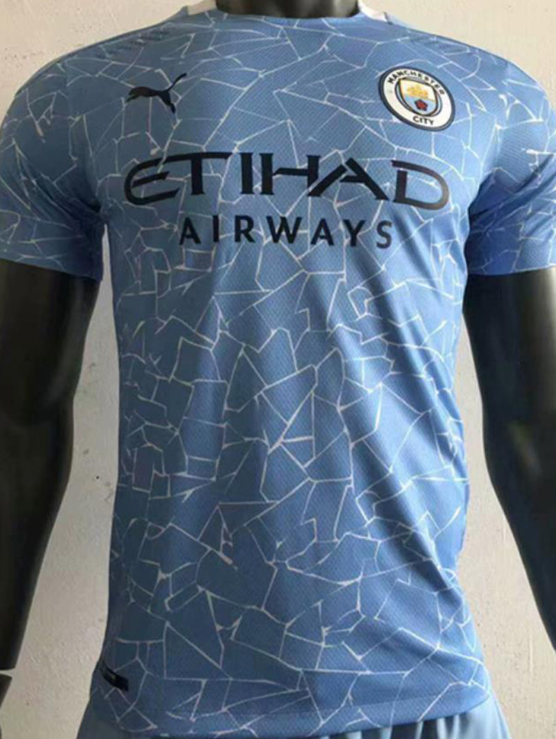 2020/21 Man City Home Blue Player Version Soccer Jersey