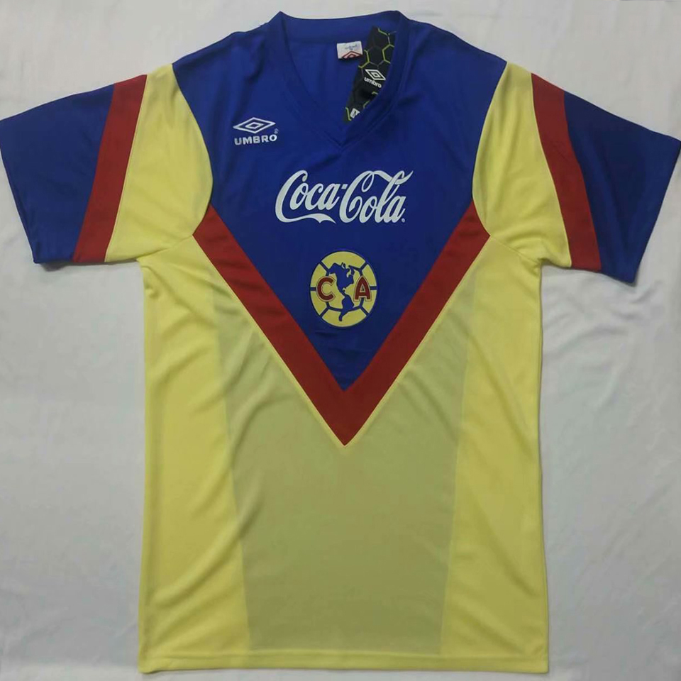 1988 Club America Home Yellow Retro Soccer Jersey