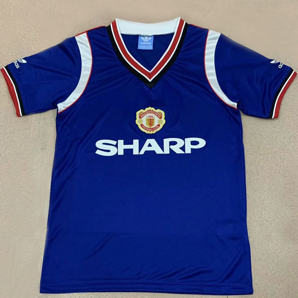 1984 Man Utd Away Blue Retro Soccer Jersey