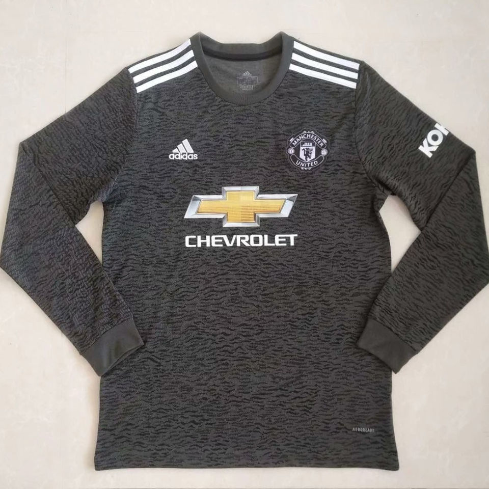 2020 21 Man Utd Black Long Sleeve Soccer Jersey