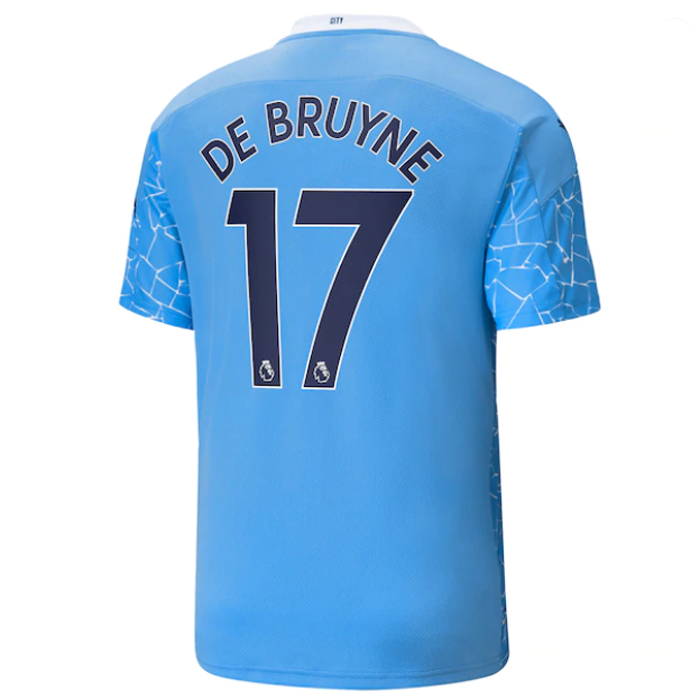 DE BRUYNE #17 Man City 1:1 Home Fans Soccer Jersey 2020/21(League Font)