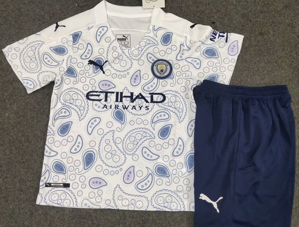2020/21 Man City Home Blue Kids Soccer Jersey