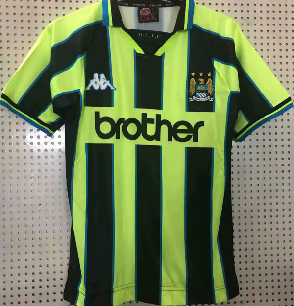 1998/99 Man City Green Retro Soccer Jersey