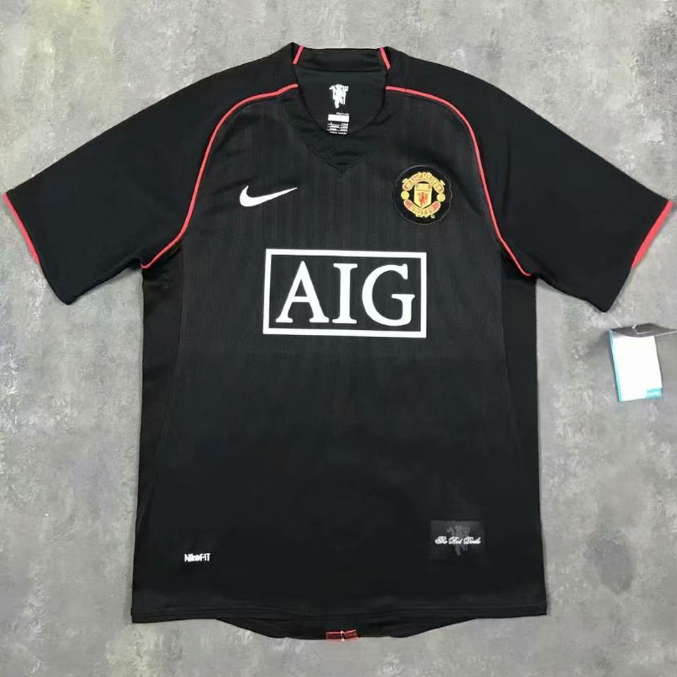 2007 08 Man Utd Away Black Retro Soccer Jersey