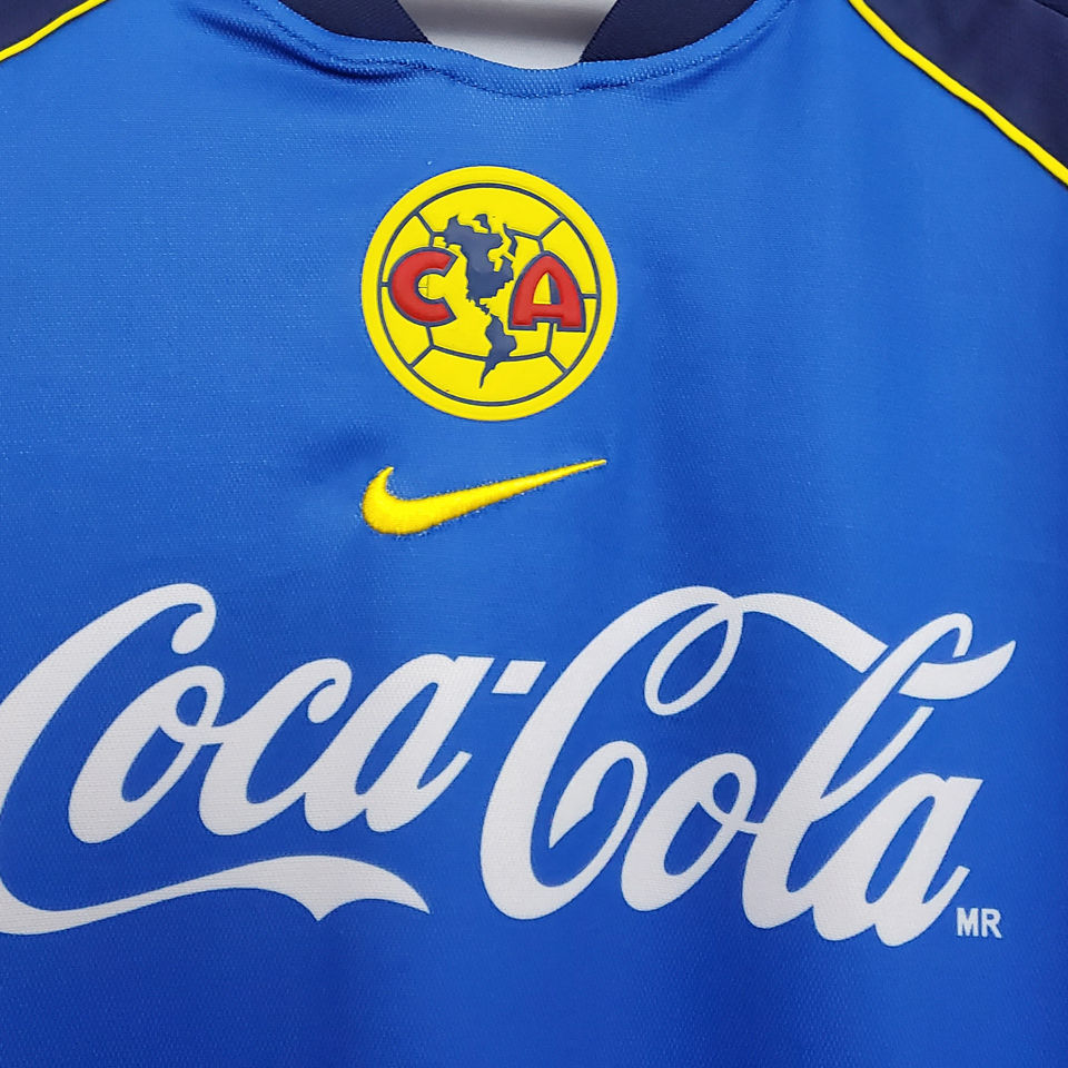 2001 02 Club America Away Blue Retro Soccer Jersey