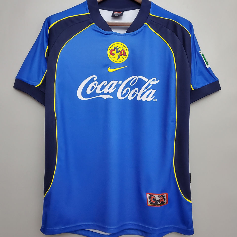 01 02 Club America Away Blue Retro Soccer Jersey