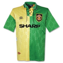 1992-1994 M Utd Yellow And Green Retro Soccer Jersey