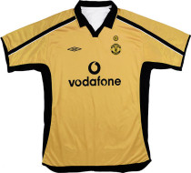 2001  M Utd Golden Retro Soccer Jersey