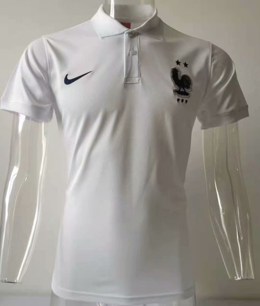 2020 21 France White Polo Short Jersey