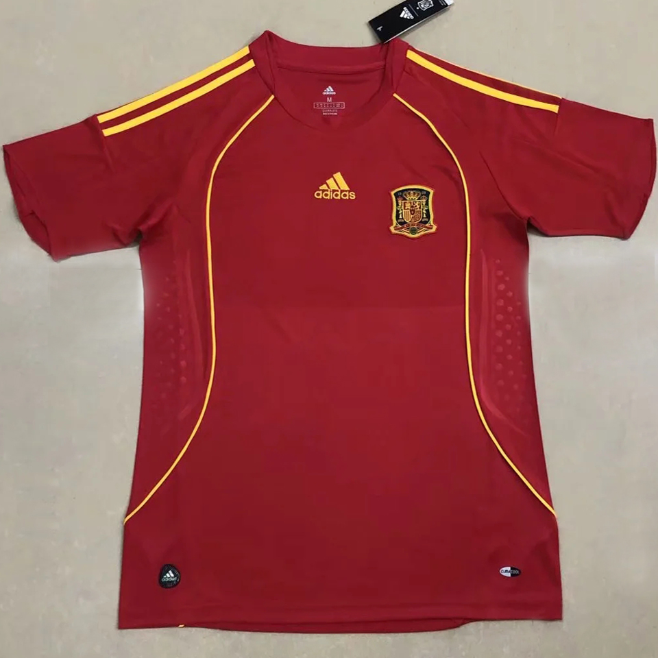 2008 Spain Home Red Retro Soccer Jersey
