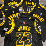 LA Lakers James #23 Black Snake NBA Jerseys Hot Pressed