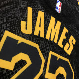 LA Lakers James #23 Black Snake NBA Jerseys Hot Pressed