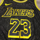 LA Lakers James #23 Black Snake NBA Jerseys Hot Pressed