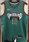 Grizzlies Morant #12 Green NBA Jerseys Hot Pressed