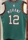 Grizzlies Morant #12 Green NBA Jerseys Hot Pressed