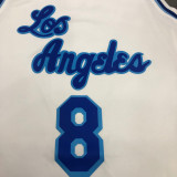 LA Lakers Bryant # 8 White NBA Jerseys Hot Pressed