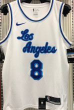 LA Lakers Bryant # 8 White NBA Jerseys Hot Pressed