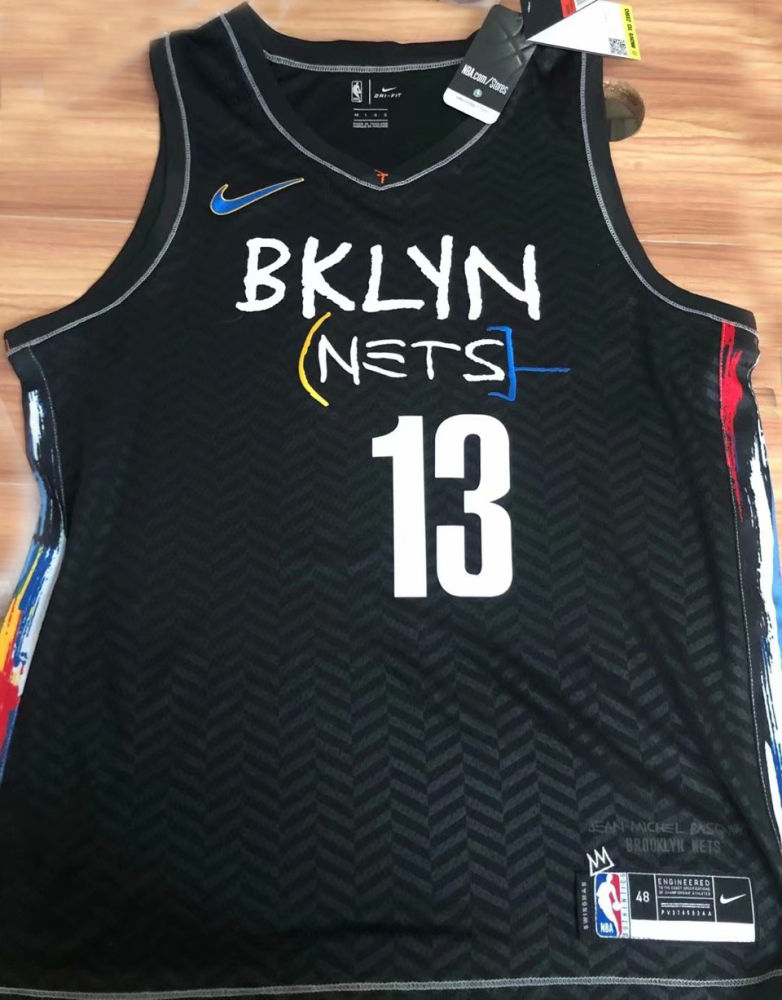maglia neutra traspirante e resistente allusura t-shirt Black City Edition maglia da pallacanestro S-XXL CNMDG 2021 New Season Brooklyn Nets 13 # James Harden Jersey pantaloni-S