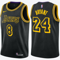 LA Lakers Before #8 After Bryant  #24 Black Snake NBA Jerseys Hot Pressed前8后24