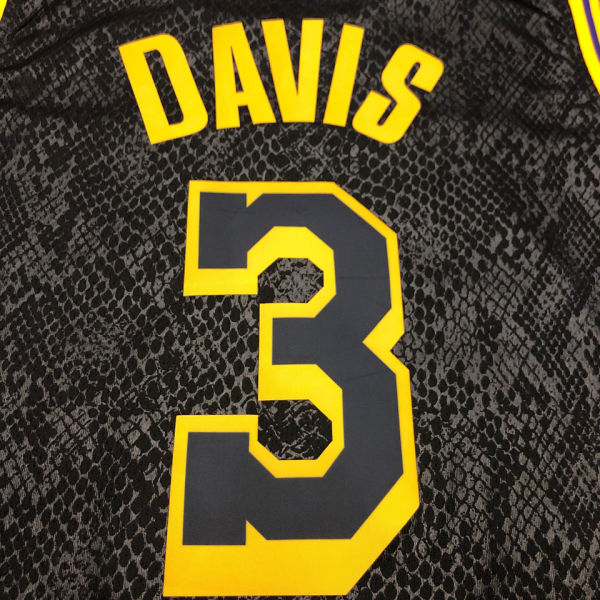 2021 LA Lakers DAVIS #3 Black Snake NBA Jerseys Hot Pressed