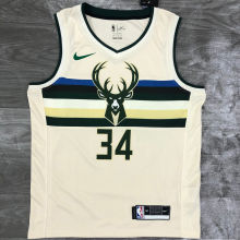 2021 Bucks Antetokounmpo #34 White NBA Jerseys Hot Pressed