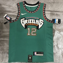 Grizzlies Morant #12 Green NBA Jerseys Hot Pressed