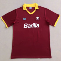 1989/90 Roma Red Home Retro Soccer Jersey