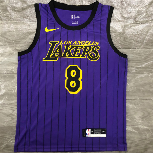 2018 LA Lakers BRYANT #8 Purple Stripe Limited Edition NBA Jerseys Hot Pressed