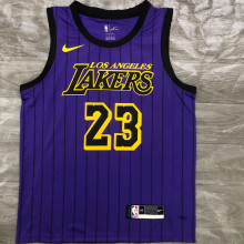 2018 LA Lakers JAMES # 23 Purple Stripe Limited Edition NBA Jerseys Hot Pressed