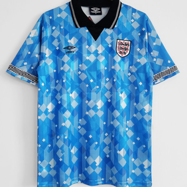 1990 England Away Blue Retro Soccer Jersey