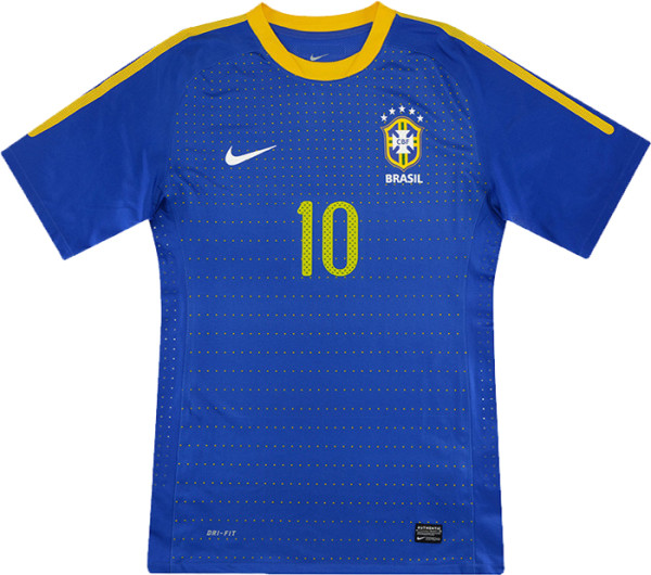 2010 Brazil Away Blue Retro Soccer Jersey