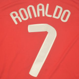 RONALDO #7 2007-08 M Utd Home Red Retro Jersey UCL Version胸前绣欧冠决赛字欧冠字体有球 ★★