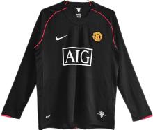 2007-08 M Utd Away Black Long Sleeve Retro Soccer Jersey