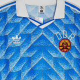 1988 DDR Away Blue Long Sleeve Retro Soccer Jersey