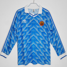 1988 DDR Away Blue Long Sleeve Retro Soccer Jersey