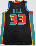 1998/99 Pistons HILL #33 Black Mitchell Ness Retro Jerseys 刺绣