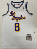 1996/97 Lakers Bryant #8 White Mitchell Ness Retro Jerseys 刺绣