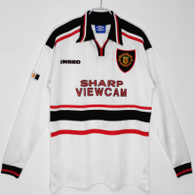 1998/99 M Utd Away Long Sleeve Retro Soccer Jersey