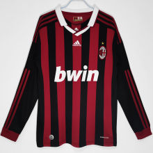 2009/10 AC Milan Home Long Sleeve Retro Soccer Jersey