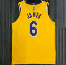 2022 Lakers JAMES #6  AU Player Version Yellow NBA Jerseys 密绣
