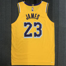 2022 Lakers JAMES #23 AU Player Version Yellow NBA Jerseys 密绣