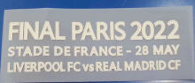 UCL FINAL PARIS 2022 Fonts 欧冠胸前小字  (You can buy it alone OR tell us which jersey to print it on. )