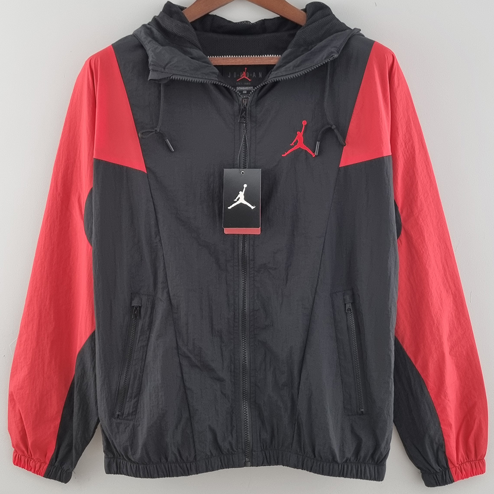 jordan windbreaker black and red