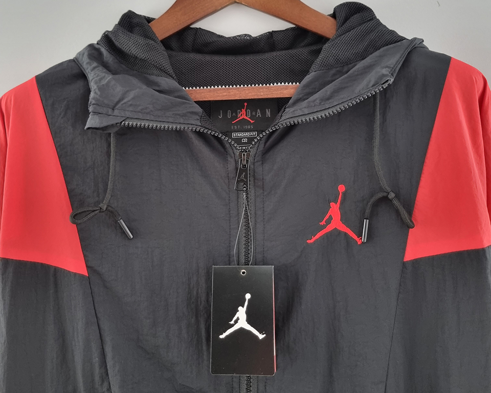 jordan windbreaker black and red