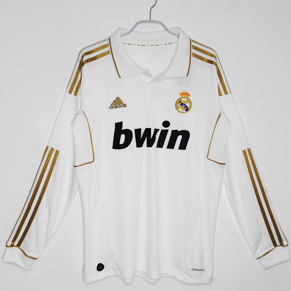 2011/12 RM Home White Retro Long Sleeve Fans Soccer Jersey