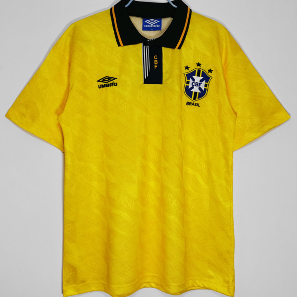 1991/93 Brazil Home Yellow Retro Soccer Jersey