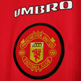 1996/97 M Utd Home Red Long Sleeve Retro Soccer Jersey