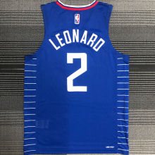 2022 Clippers LEONARD #2 AU Player Version Blue NBA Jerseys 密绣